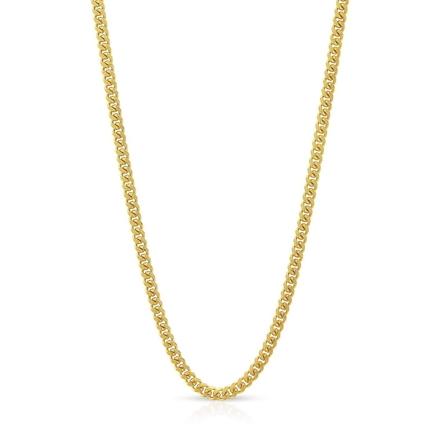 10K Yellow Gold Solid Miami Cuban Curb Link Necklace Chains 1MM - 5MM, 16" - 30", Gold Chain for Men & Women, 100% Real 10K Gold, Next Level Jewelry