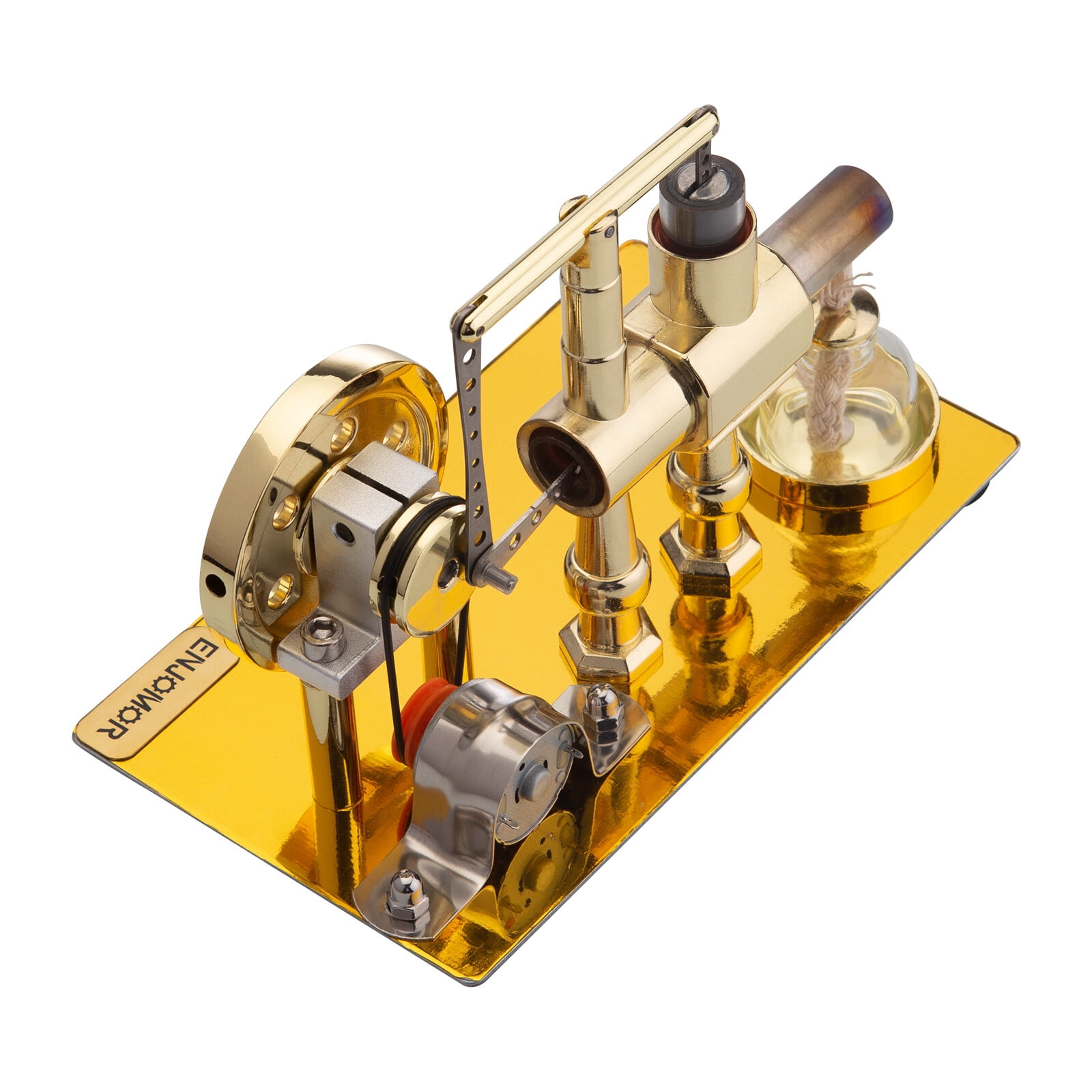 Metal Balance Single Cylinder Stirling Engine Model, External Combustion Hot Air Engine with LED Bulb Power Generation, STEM Education & Desktop Collectible Gift for Hobbyists