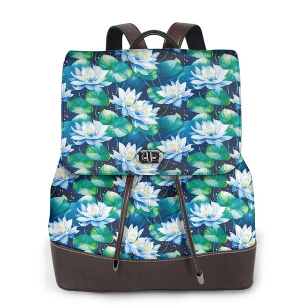 Fotbe Blue Lotus Flower Mochila Bolso con Estampado para Mujer, Mochila Antirrobo de Nylon Impermeable, Bolsa Ligera de Hombro