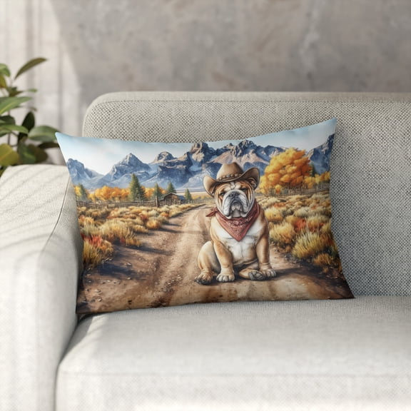Welcome Fall Western Cowboy Bulldog Enjoys Majestic Autumn Pillowcase Double Sided Dog Lover Gifts Idea Pillow Case Covers - 01007