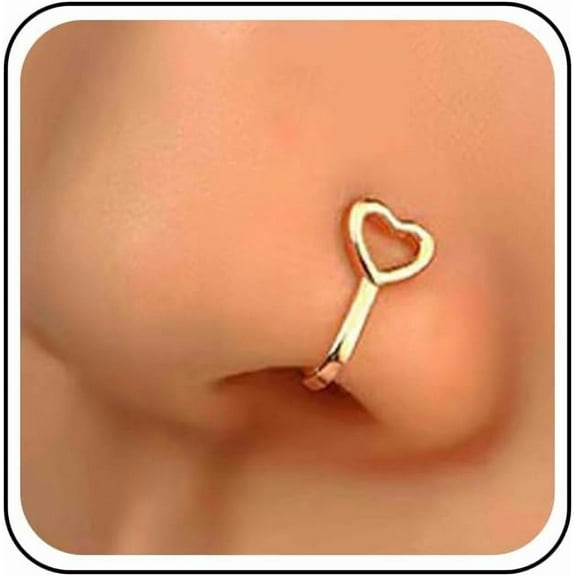 Boho Crystal Heart Nose Ring Hoop Gold Cz Heart Nose Ring Stud Small Nose Studs Tiny Piercing Nose Hoop Nose Piercing Jewelry for Women and Girls