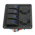 thumbnail image 3 of Switch 12V 24V 4 Gang Rocker Switch Panel IP65 Waterproof with Lighter Socket 2 USB for Car Boat, 3 of 8