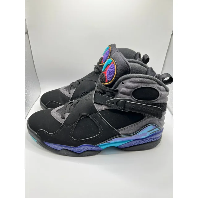 A i r-Jor-dan 8 Retro 'Aqua' 2015 OG Mens Size 9 Black Sneakers 305381-025