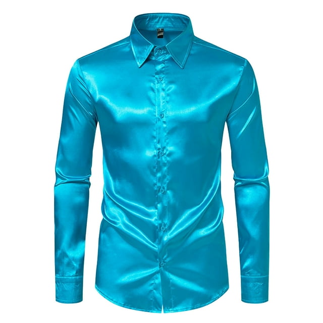 Blusa y camisa de manga larga con cuello vuelto para hombre, informal, lisa, con botones, de poliéster