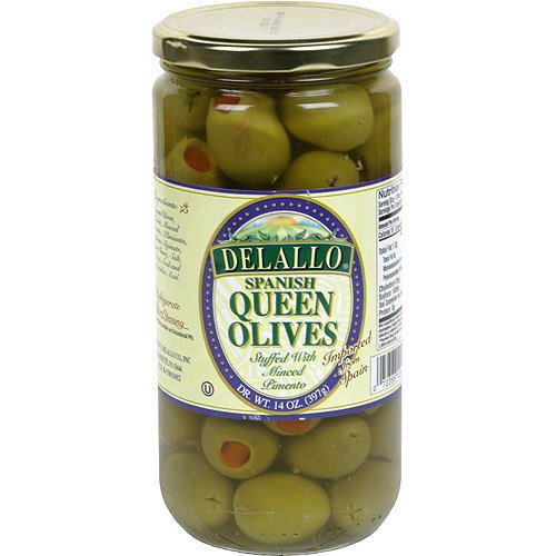 Delallo Stuffed Queen Olives, 14 oz (Pack of 6)