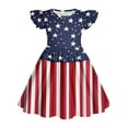 thumbnail image 6 of MKOSPLRT Patriotic Girls' Ruffled Dress 3-14 Years Flying Sleeve Stars Striped Midi Dress Summer Casual Independence Day Party Dresses, 6 of 6