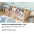 thumbnail image 3 of Bellemave Twin Floor Bed with Fence and Door, Twin Size Montessori Floor Bed Frame, Low Profile Toddler Bed Frame with Safety Guardrails, Slats Not Included, Natural, 3 of 11