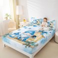 thumbnail image 4 of Manfei Merry Christmas Queen Sheet Sets,Cute Blue Gnome Flat Sheet,Rustic Xmas Flower Queen Fitted Sheet For Girls Teens,Microfiber Bedroom Decor,4-Piece, 4 of 7