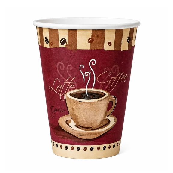 VeZee 10 Oz Disposable Colored Tea&Coffee Cups Printed, Poly Paper Durable Hot Cup ONLY For Hot/Cold Drink, Coffee Cups, Tea, Cocoa, Travel, Hot Chocolate, Chai, Latte & Hot Soup| 50CT