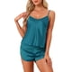 thumbnail image 1 of Conjuntos de pijamas de satén para mujeres INSPIRE CHIC, top de tirantes con pantalones cortos, 2 piezas de ropa de dormir, conjunto de pijama de seda, azul lago, 1 of 5