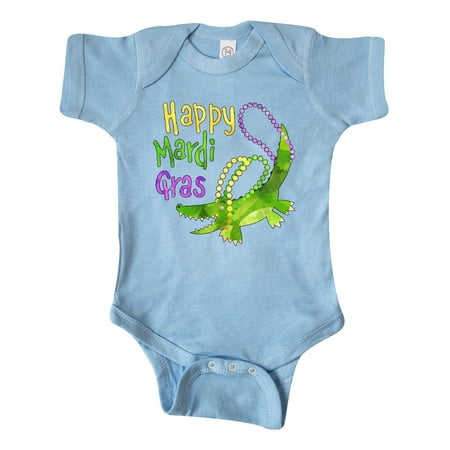 

Inktastic Happy Mardi Gras Cute Alligator with Beads Gift Baby Boy or Baby Girl Bodysuit