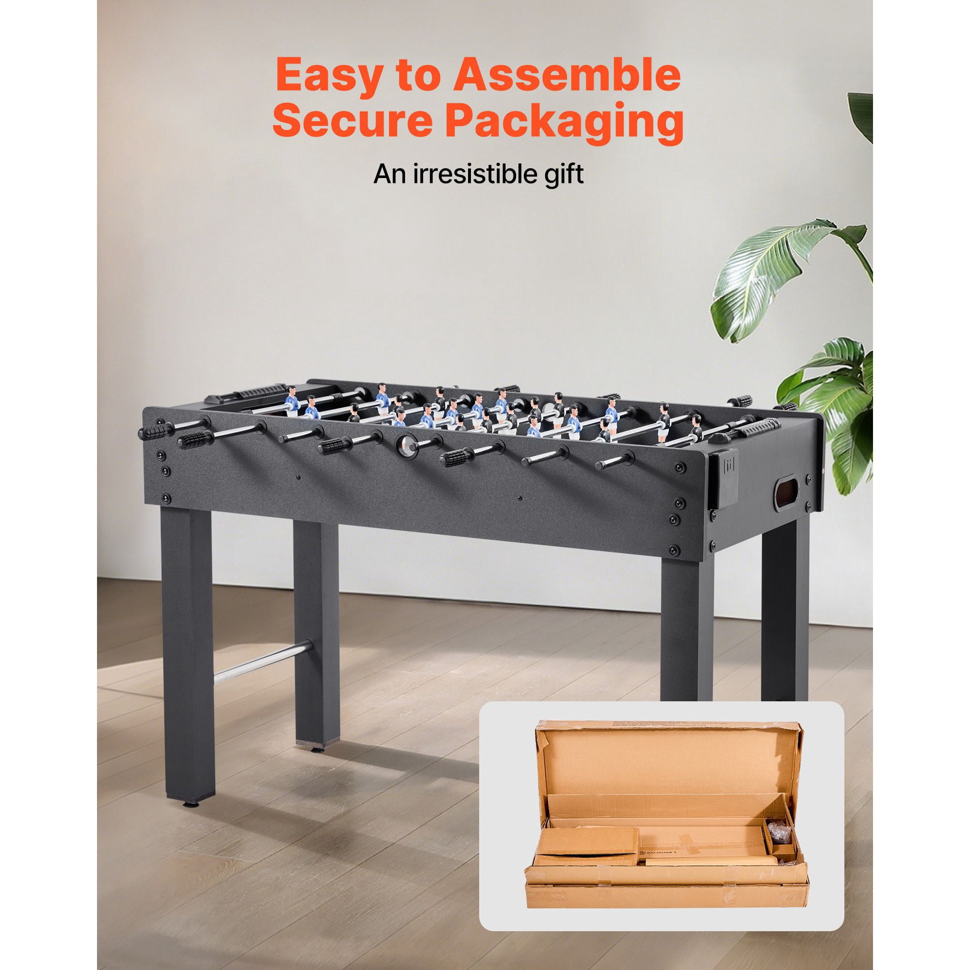 Dranite Standard Size 48" Foosball Table, Durable Indoor Soccer Game Set for Home & Game Room with 2 Balls, 2 Cup Holders and Scoring Counters