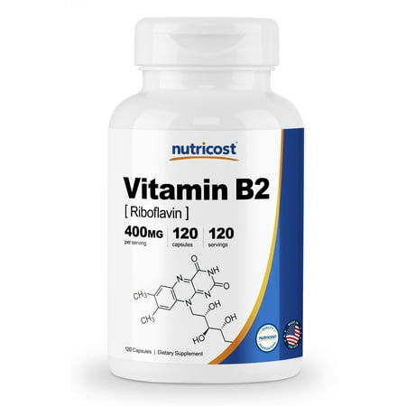 Nutricost Vitamin B2 (Riboflavin) 400mg, 120 Caps (Best Source Of Riboflavin)