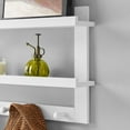 thumbnail image 6 of Danya B. 2-Tier Ledge Wall Shelf Organizer with Five Hanging Coat or Towel Hooks - Entryway or Bathroom - White, 6 of 7