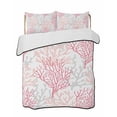 thumbnail image 2 of Pink Grey Coral Coastal Full Size Down Alternative Comforter, Lightweight Comforter Quilt Bedding Set with Pillow Shams Summer Beach Seaside Nautical All Seasons Bed Comforter Duvet Insert 78"x90", 2 of 7