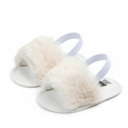 Anti-slip Walking Shoes Baby Infant Girls Soft Sole Shoes Plush Slide Sandal