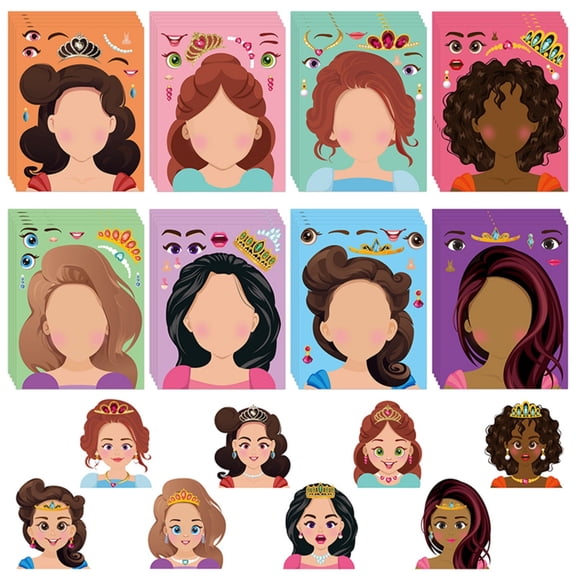 MALLMALL6 40 sheets Diy Assemble Princess Face Sticker for Scrapbook Decoration