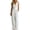 White, variant on Conairie Women's Solid Sleeveless V Neck Waist Tie Wide Leg Jumpsuit with Pockets Light Blue L