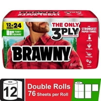 Brawny Tear-a-Square 3-Ply Paper Towels, 12 Double Rolls -2 pack