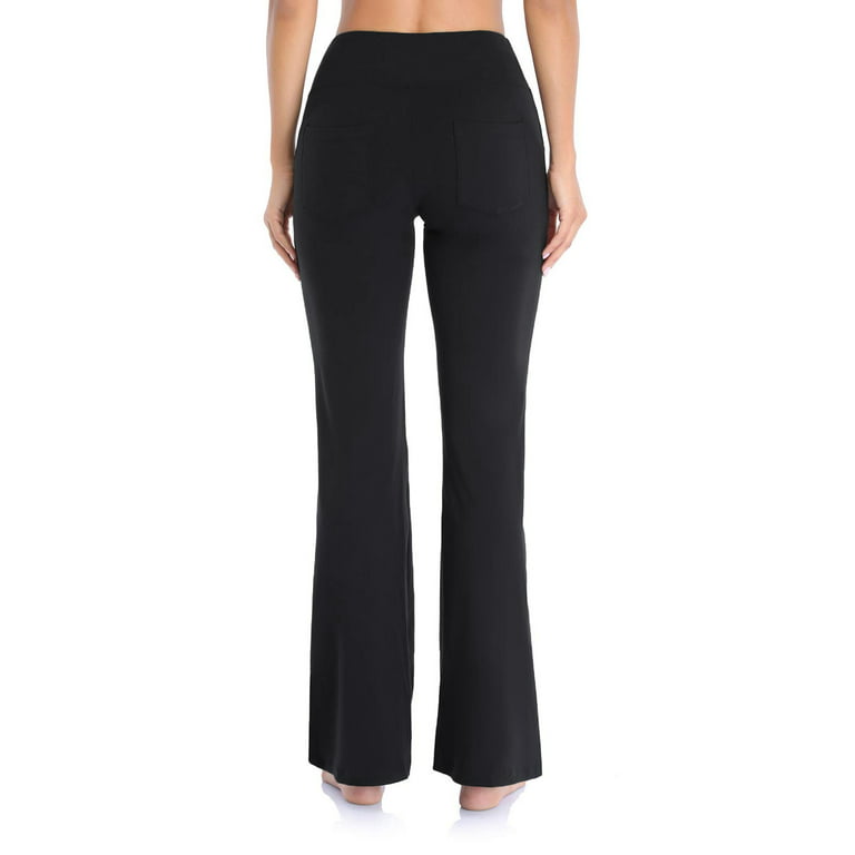 MRULIC yoga pants Women's Casual Solid Color Slim Hips Loose Yoga Pants  Wide Leg Sports Pants Black + XL