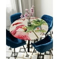 thumbnail image 5 of nqOlkjepod Christmas Flamingos Round Tablecloth, Fitted Table Cover with Elastic for 55"-60" Round Tables, Xmas Balls Tree Rustic Table Cloth Outdoor Indoor Dinning Party Waterproof Tablecloths, 5 of 6