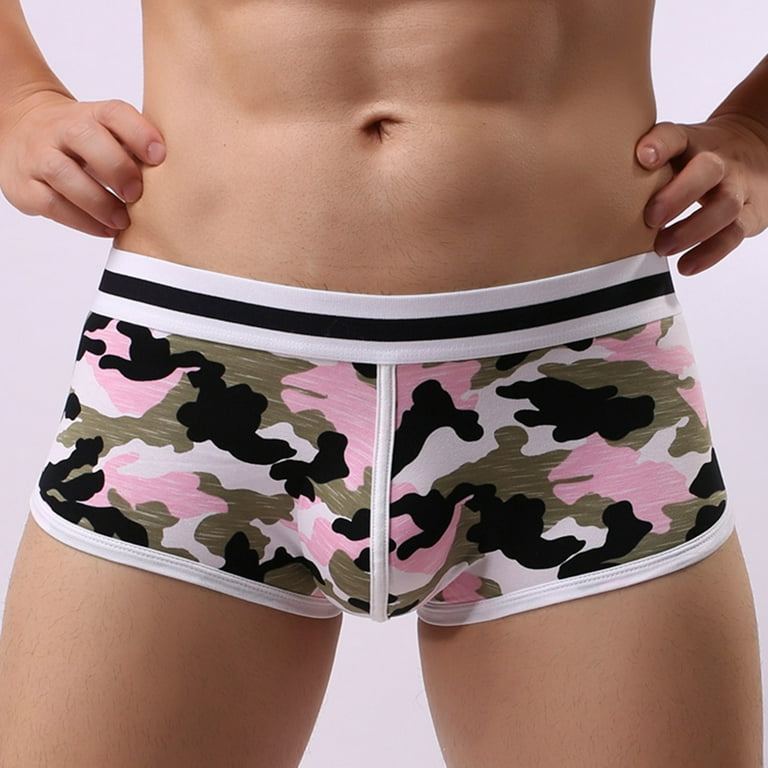 Voncos Mens Boxers Briefs- Stretch Comfortable Underwear Pink Size L