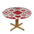 thumbnail image 3 of ONETECH Valentines Day Tablecloth Round Happy Mothers Day Table Cloth Gifts Love Heart Wedding Circle Table Clothes Red White Buffalo Check Plaid Table Cover for Picnic Party Dining Room Decor, 3 of 7