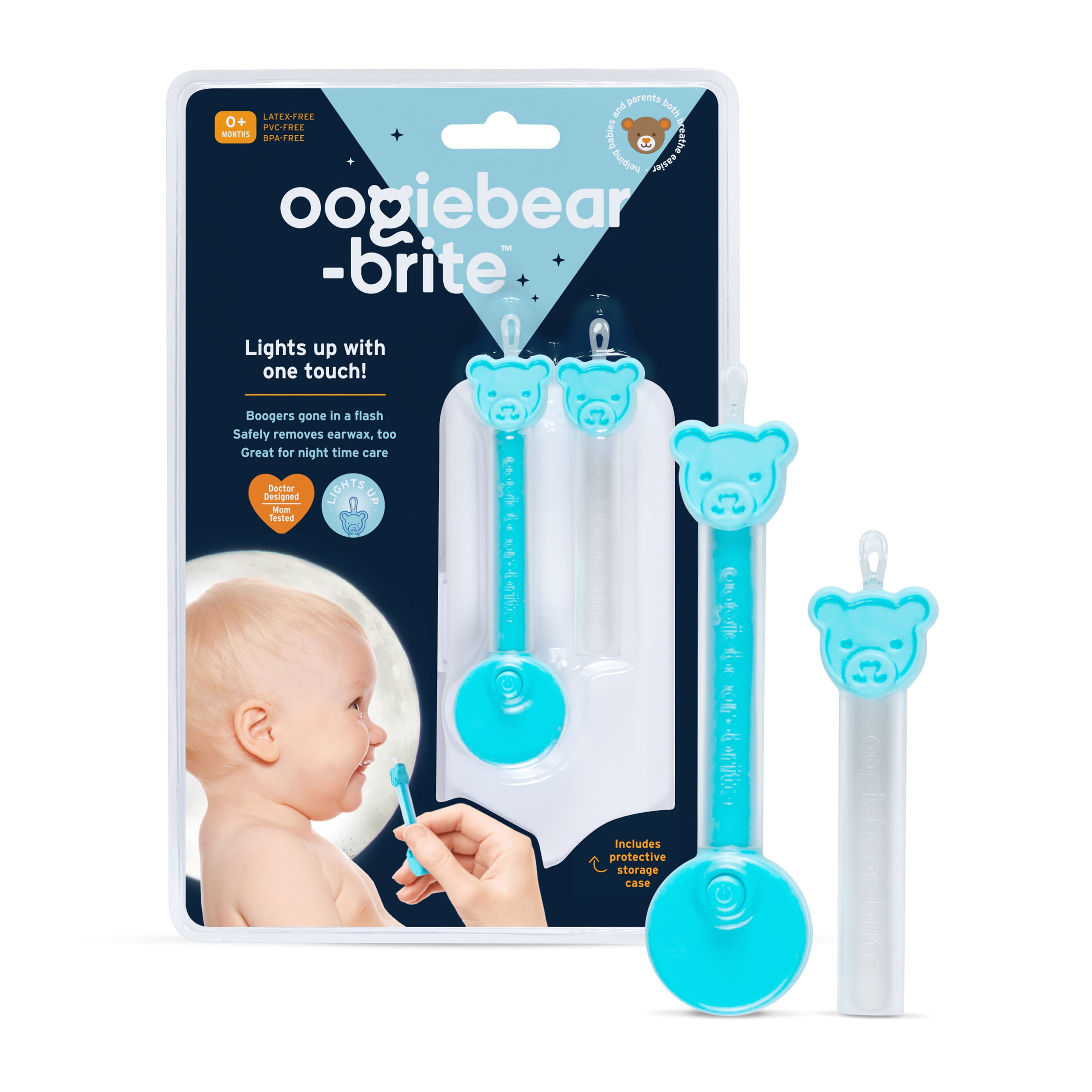 oogiebear Brite - Baby Nose and Ear Tool with LED Light. Aspirator Alternative.