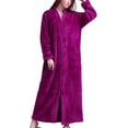 thumbnail image 1 of Bata de baño larga de felpa con cremallera para mujer, suave y esponjosa, ideal para dormir, 1 of 5