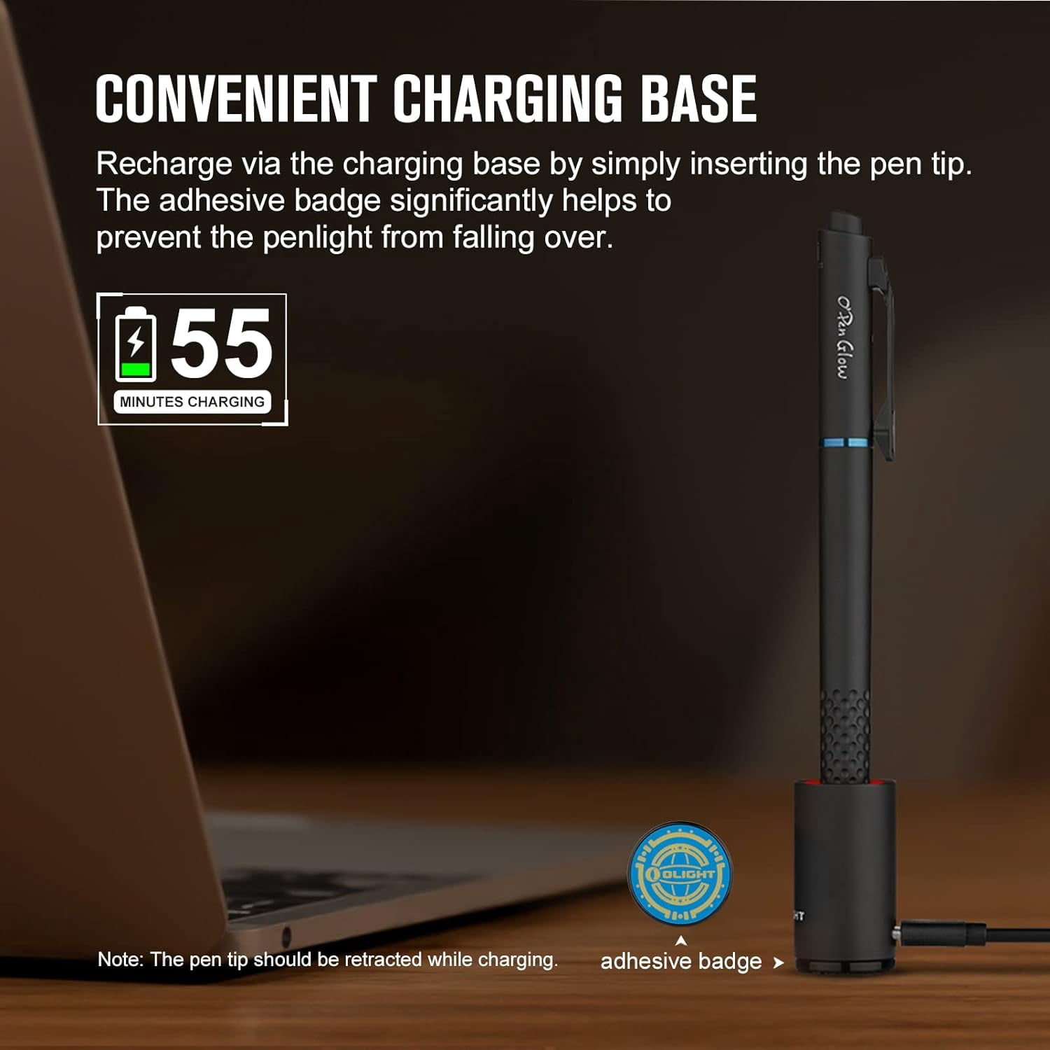 OLIGHT O'Pen Glow EDC Pen Light, 120 Lumens with Green Beam, Rechargeable LED Flashlight for Outdoor Uses, Writing, Adventure, Professional Business Gift(Black)