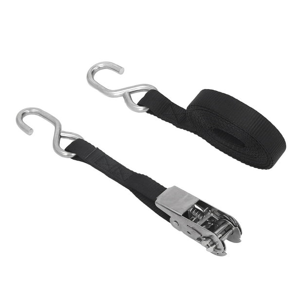 Correas De Amarre Con Trinquete, Resistentes, Negras, De 1 Pulgada, 25 Mm, A Prueba De Seguridad, Con Costuras Precisas, Para Motocicleta, Remolque, Camión, Kayak, Barco,