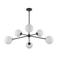 thumbnail image 6 of Monteaux Lighting 39 in. 6-Light Black Sputnik Pendant Light Fixture with Opal Glass Globe Shades, 6 of 10