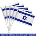thumbnail image 3 of 50 Packs Israel Flags Hand-hold Mini Flag Small Hand-waved Israeli Bunting on Plastic Sticks Party Parade Celebration Sports Football Game School Events Festival Outdoor Decoration, 3 of 8