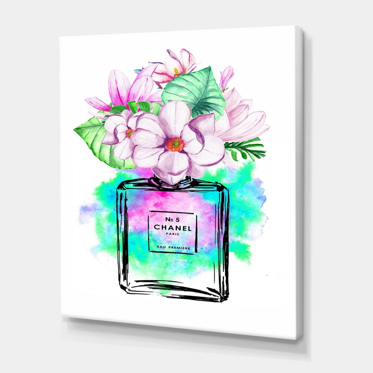 Designart ' Perfume No. Five Chanel I ' Modern Canvas Wall Art Print