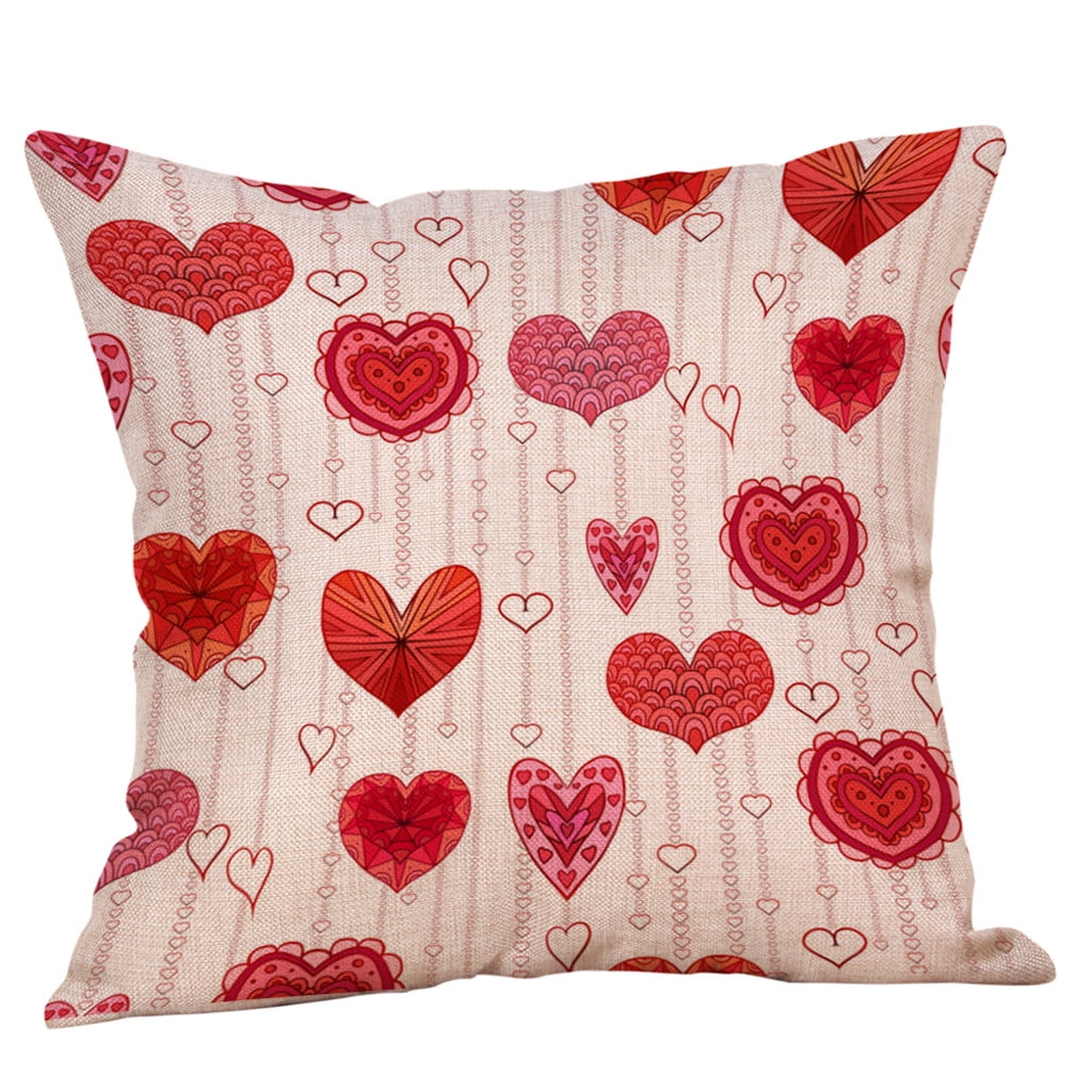 Happy Valentine's Day Throw Pillow Case Sweet Love Square Cushion Cover