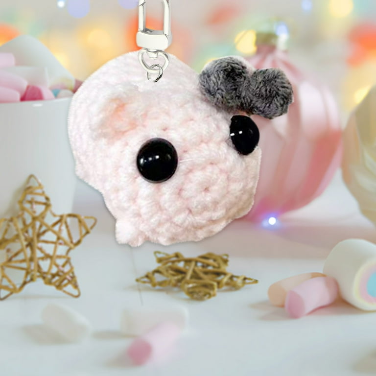 Herunwer Sad Hamster Keychain, Cute Crochet Sad Hamster Meme Plush