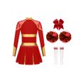 thumbnail image 4 of ranrann 4pcs Kids Girls Rhinestone Long Sleeve Cheerleading Dance Dress and Pom Pom for Party A Red 16, 4 of 5