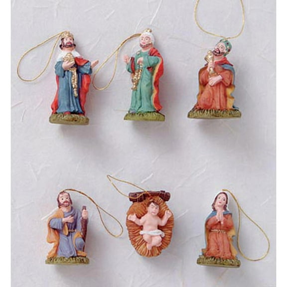 Nativity Ornaments Set: 1.25 inches, 6 pack