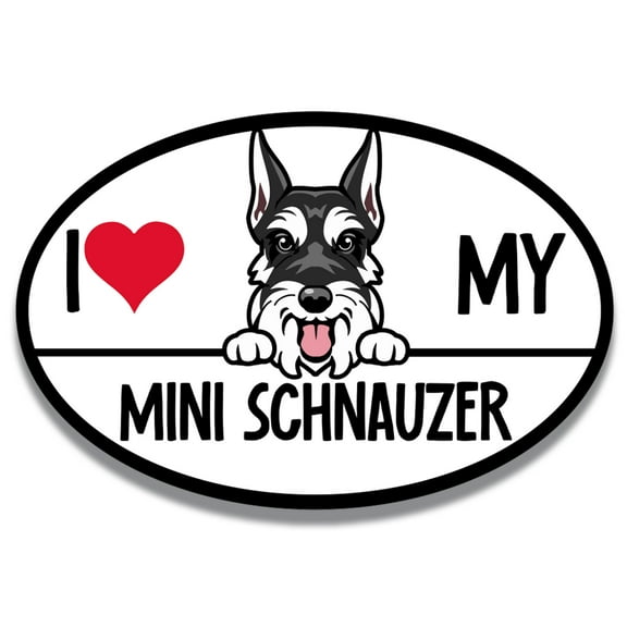 Magnet Me Up I Love My Mini Schnauzer Dog Breed Car Magnet and Decals, 4x6 inch