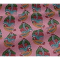 thumbnail image 5 of oneOone Viscose Jersey Pink Fabric Leaves & Paisley Block Craft Projects Decor Fabric Printed By The Yard 60 Inch Wide, 5 of 5