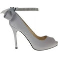 thumbnail image 3 of Womens Nina Karen Rhinestone Ribbon Ankle-Strap Pumps, Royal Silver, 3 of 6
