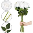 thumbnail image 3 of Zukuco 15pcs Artificial Roses with Long Stems Silk White Roses Artificial Flowers for Bridal Bouquet Wedding Party Home Decor (White), 3 of 14