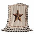 thumbnail image 6 of Western Texas Star Retro Blanket Soft Cozy Warm Throw Blanket for Couch, Plush Fuzzy Flannel Fleece Blankets for Sofa, Rustic Vintage Berry Black Beige Plaid Bed Blankets Gifts for Men, 40"x60", 6 of 9