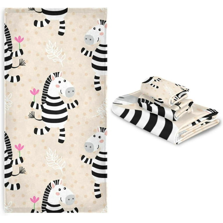 GZHJMY Zebra Bath Towel Set of 3 Absorbent Soft Bathroom Towel with Hand Towel Washcloth for Hotel Beach Gym and Spa Walmart