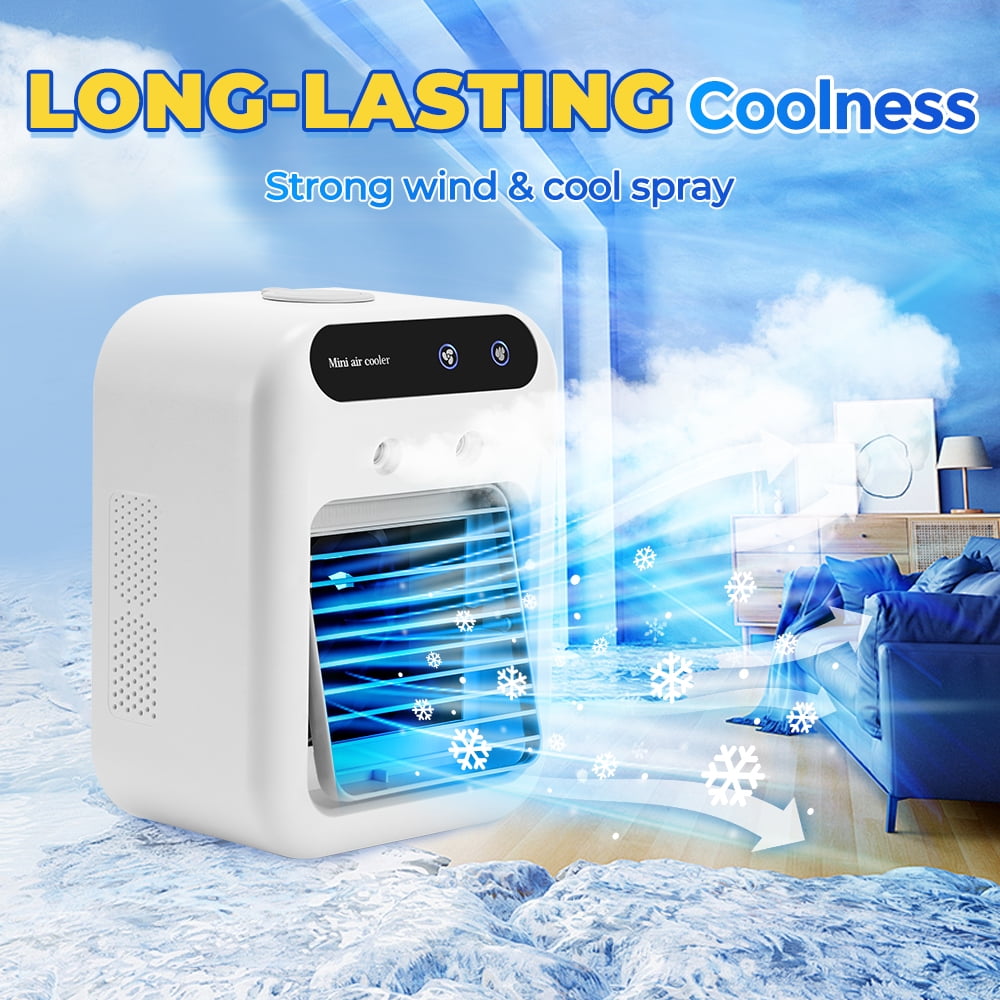 Portable Air Conditioners, 3-In-1 Cooling Fan Air Conditioner with Speed Mist & Fan, Built-In 1800mah Battery, 500ml Water Tank, Portable Air Cooler for Office, Room, Bedroom