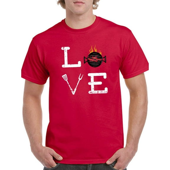 Love Bbq Grill N Utensils T-Shirt Men -Smartprints Designs, Male 4X-Large