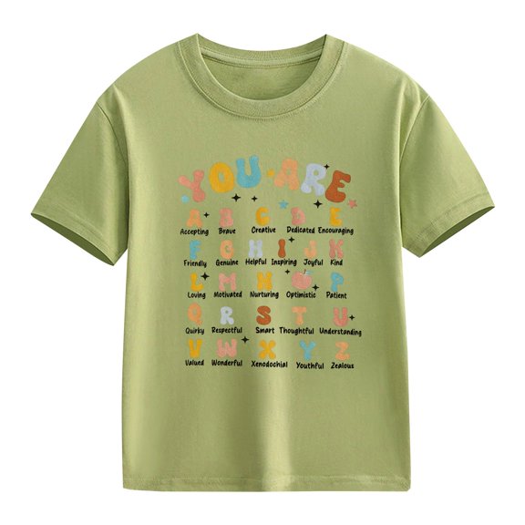EnJoCho First Day of School Shirt Kids Back-to-School T-Shirts Boys Girls Cute Letter Summer Tops Toddler Crewneck Short Sleeve Shirt Preschool Tshirt Girls Oversized Class Shirt
