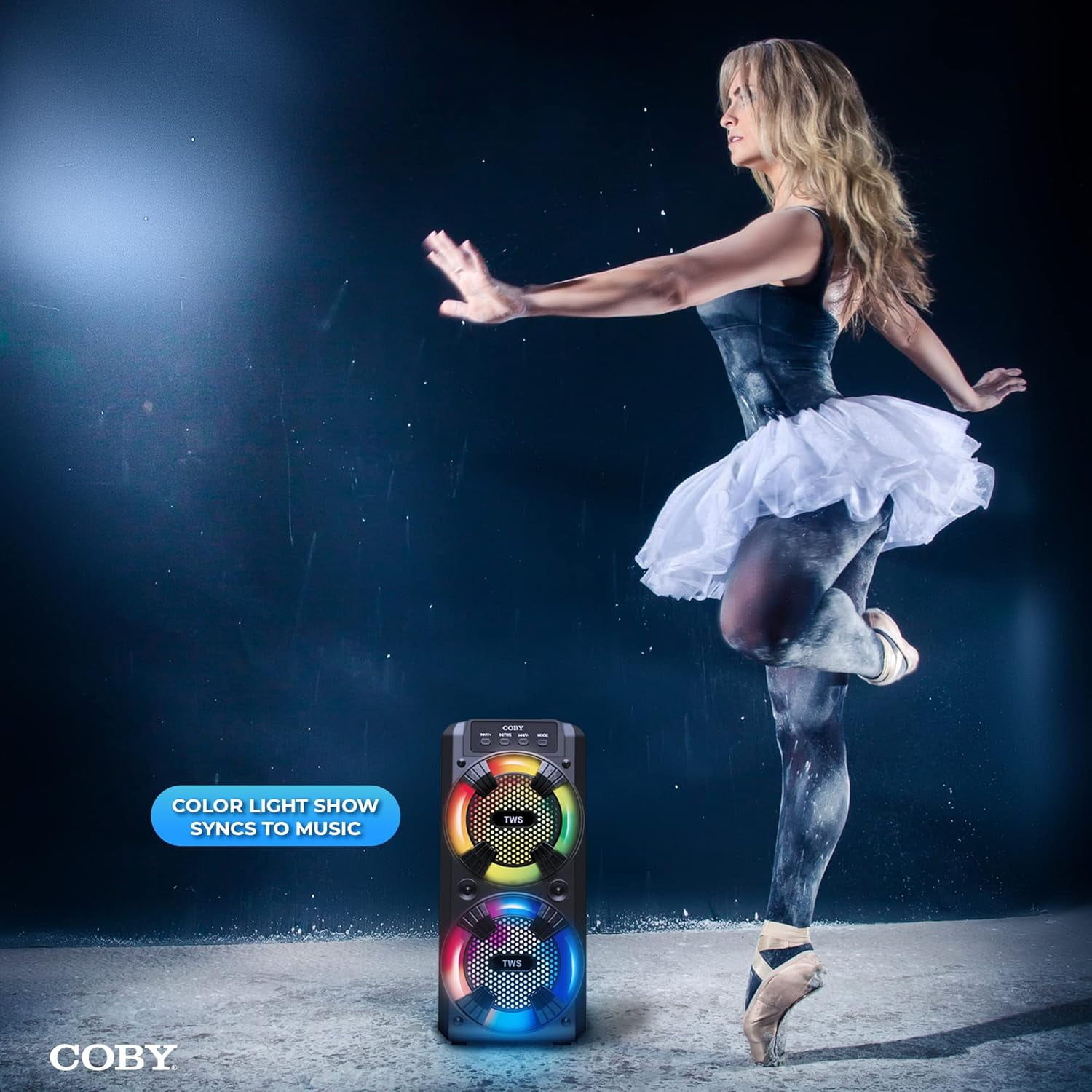 COBY True Wireless Bluetooth Speaker with Karaoke Microphone and LED Lights