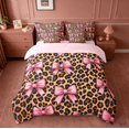 thumbnail image 2 of Manfei Pink Bowknot Bow Twin Bedding Sets 7 Pieces,Brown Leopard Print Bedding Comforter Set 7 Pieces,Jungle Animal Sheet Sets For Girls,Microfiber Room Decorative Reversible, 2 of 7