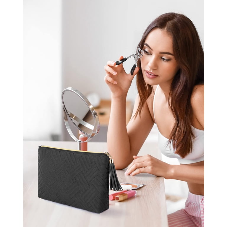 Small Water-Resistant Quilted Cosmetic Pouch photo 6